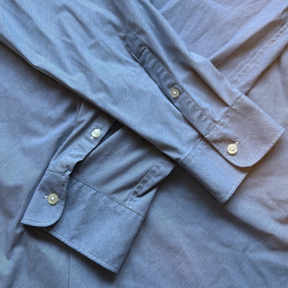 Zara Blue And White Stripe Dress Shirt Classic Professional Style - Picture 3 of 10
